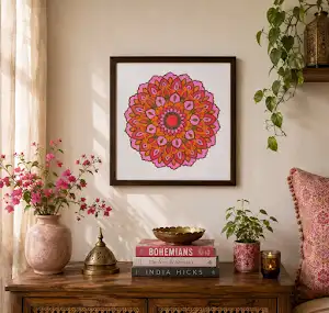 Pink mandala framed wall decor