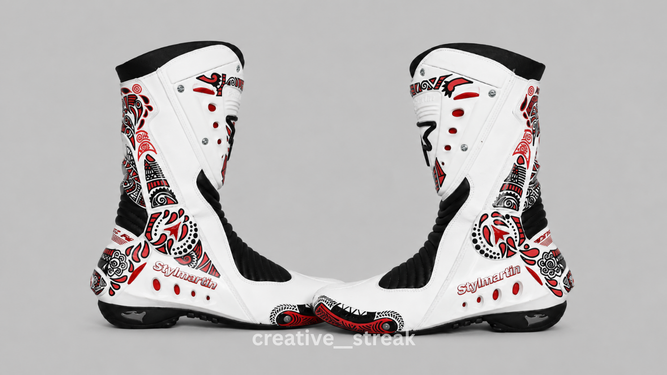 Personalized hand-painted motorcycle riding boots