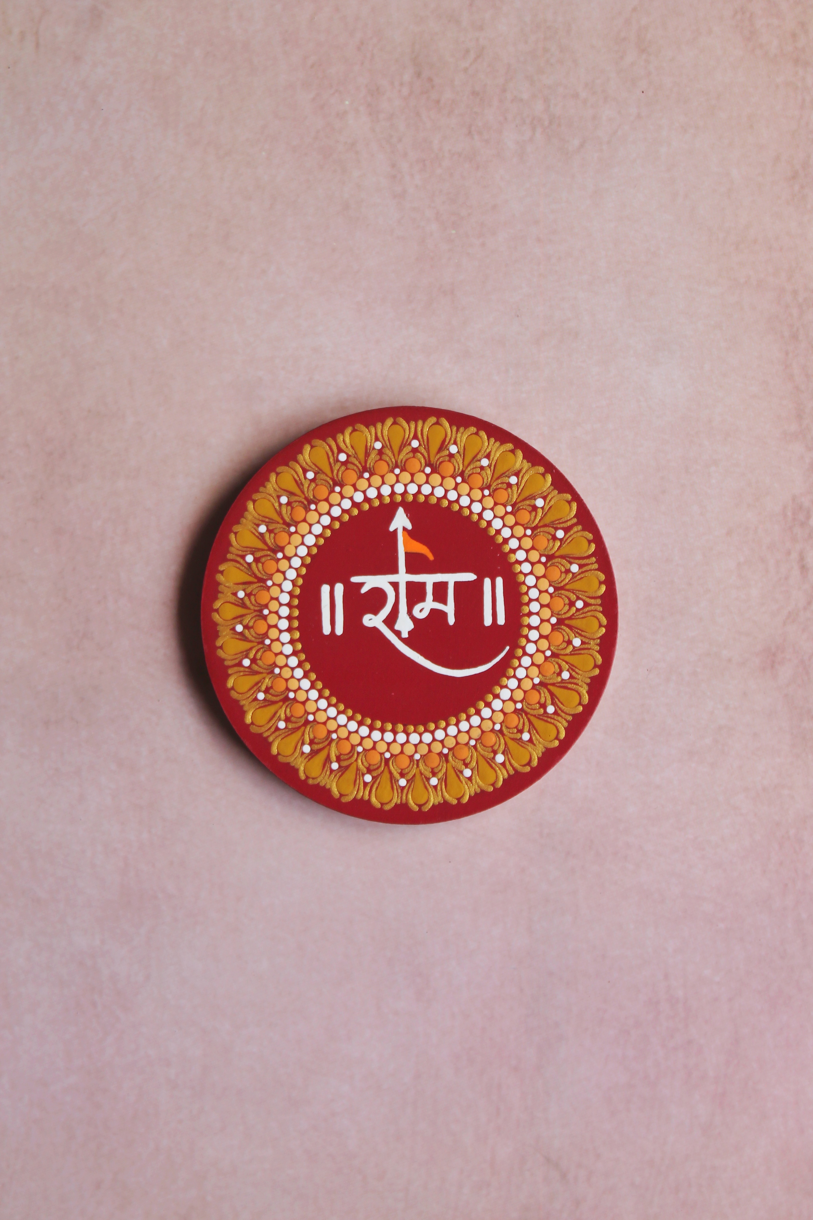 Ram hand-painted dot mandala fridge magnet