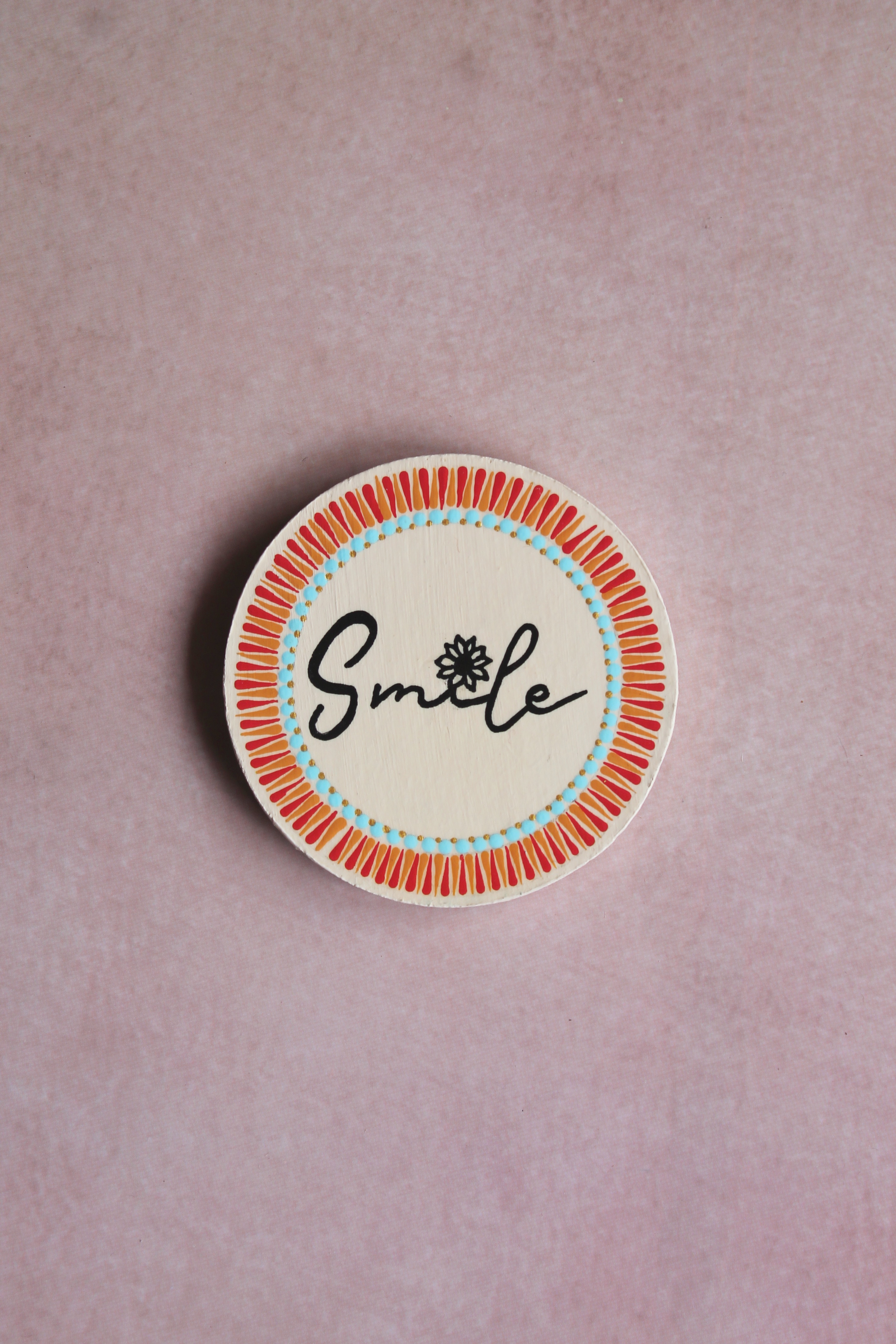 Smile hand-painted dot mandala oval fridge magnet