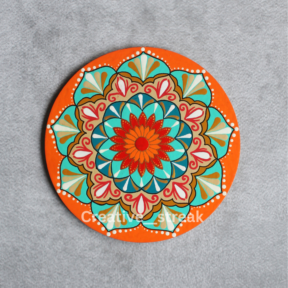 Desert Blossom hand-painted dot mandala table decor