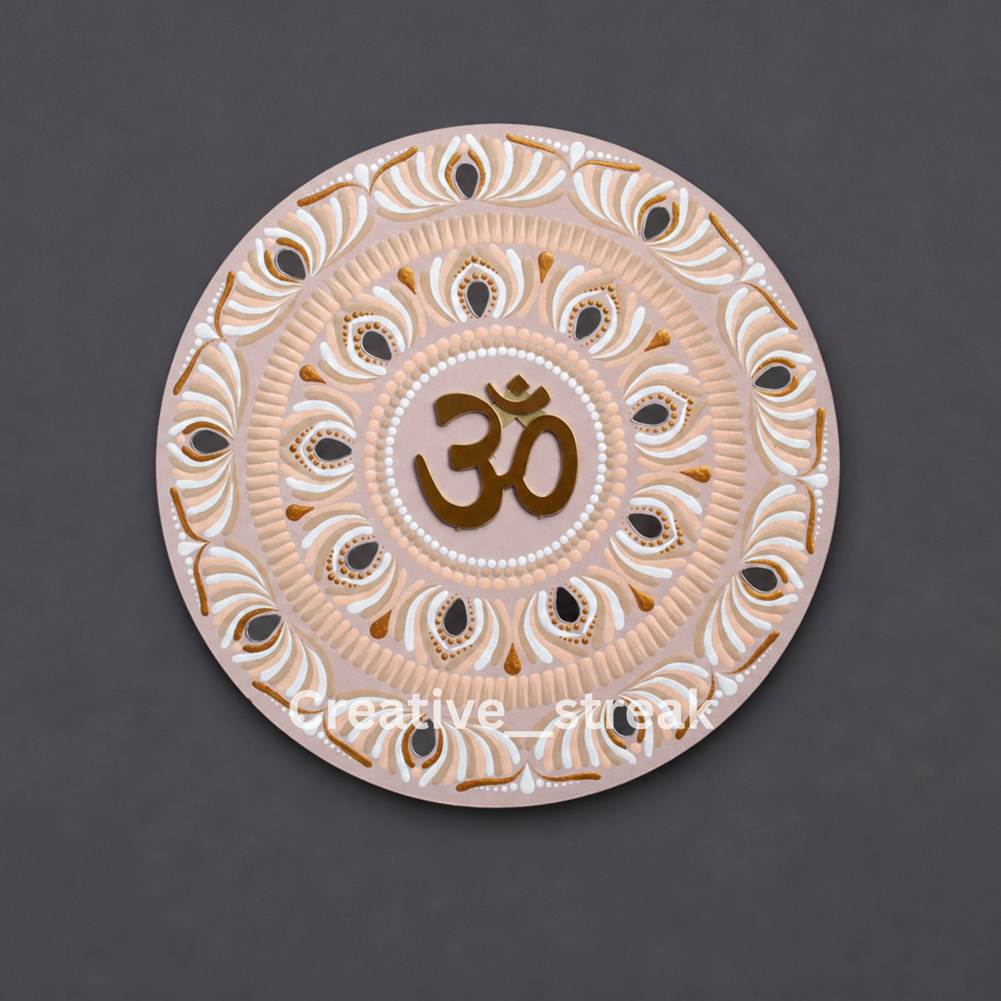 Divine Om hand-painted mandala table decor