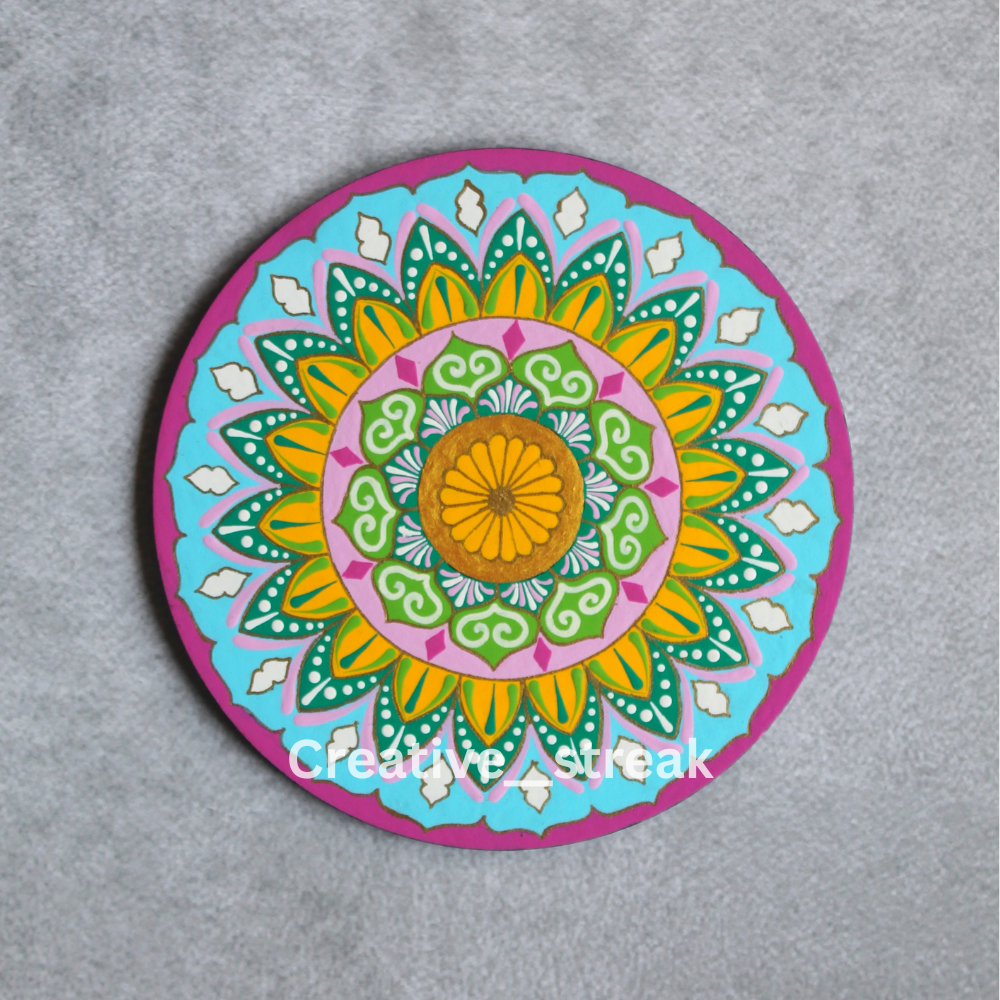 Pastel Radiance hand-painted dot mandala table decor