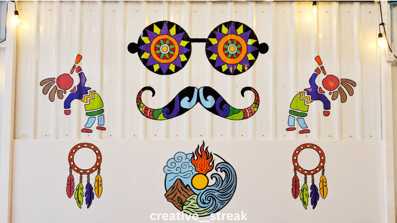 Custom hand-painted tribal wall mural